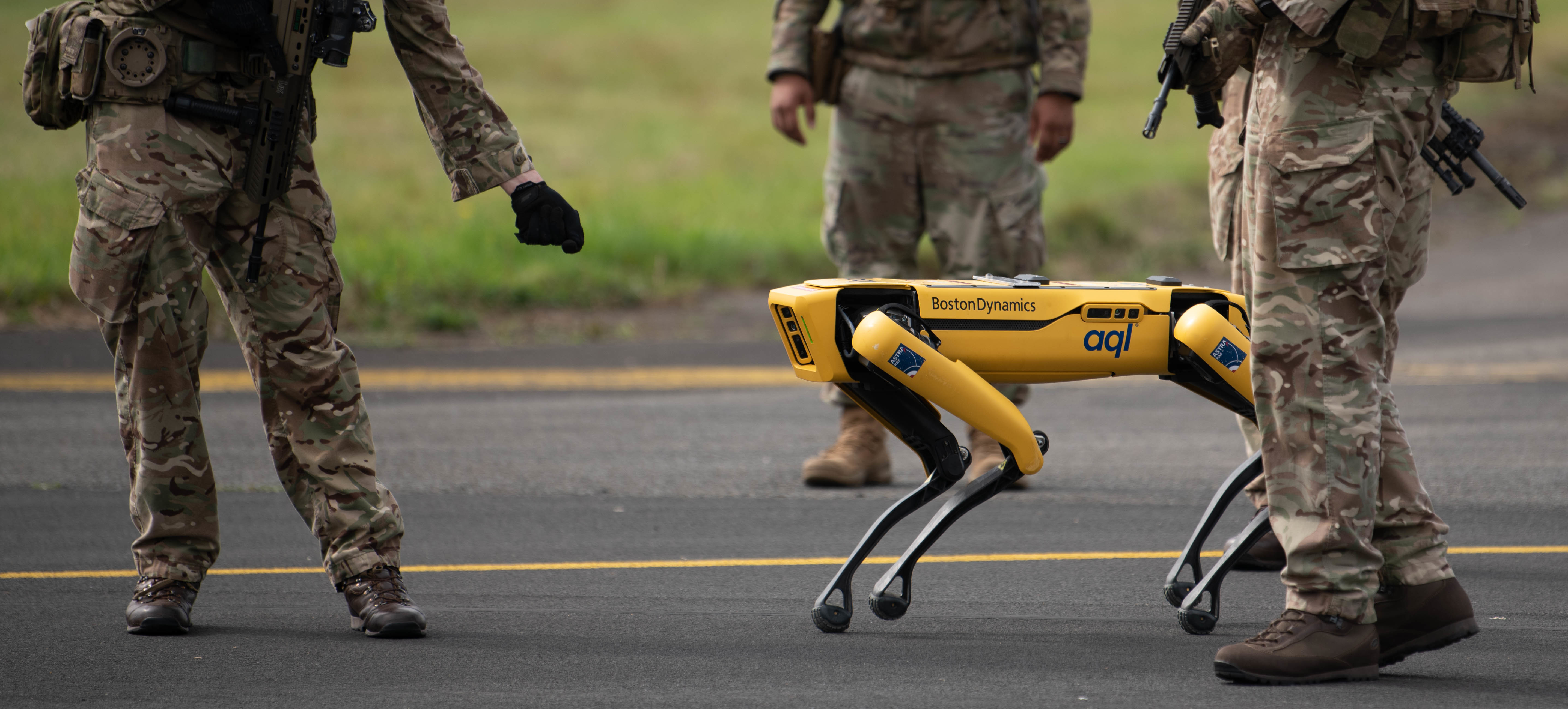 Boston Dynamics Spot quadruped robot during a Royal Air Force technology exercise